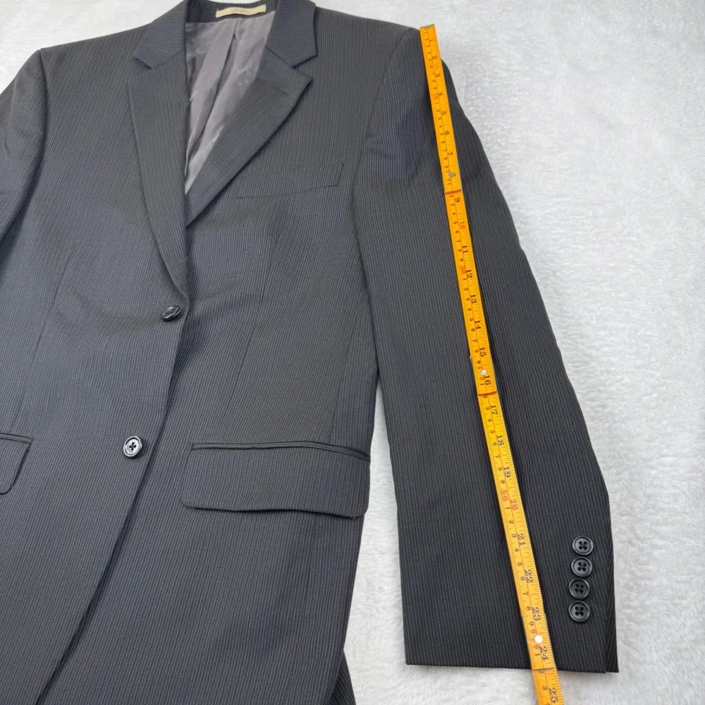 JOE Joseph Abboud Blazer Mens 40R Charcoal Grey Pinstripe 100% Wool Sport Coat